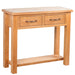 Konsollbord med 2 skuffer 83x30x73 cm heltre eik vidaXL