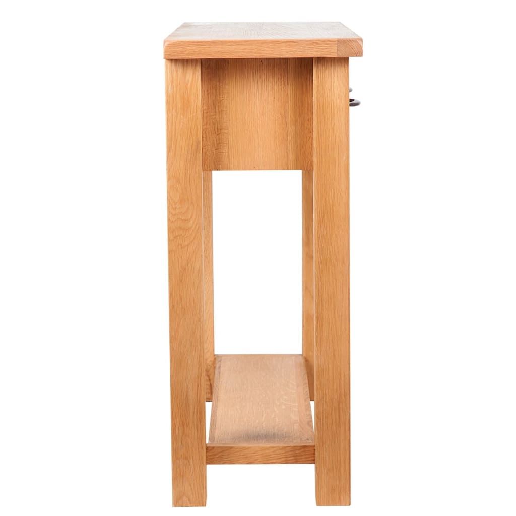 Konsollbord med 2 skuffer 83x30x73 cm heltre eik vidaXL