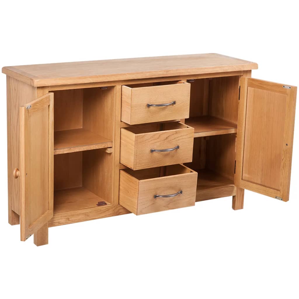 Skjenk med 3 skuffer stor 110x33,5x70 cm heltre eik vidaXL