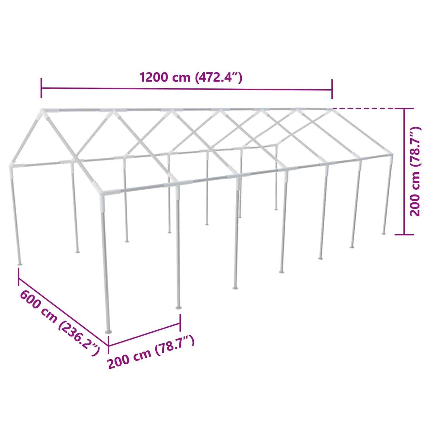 Teltstoff uten ramme Hvit 12 x 6 m PE vidaXL