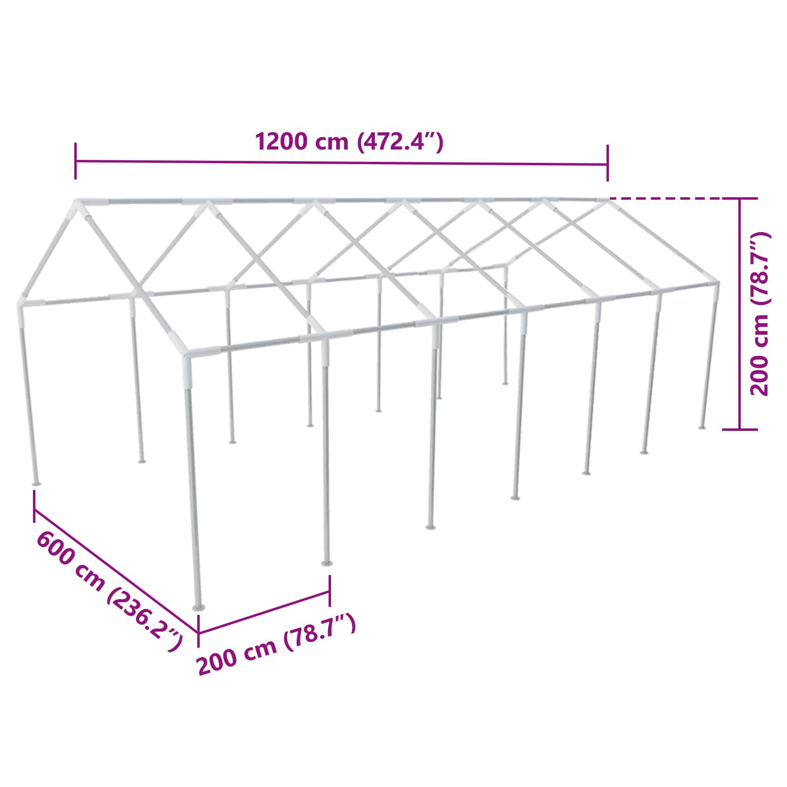 Teltstoff uten ramme Hvit 12 x 6 m PE vidaXL