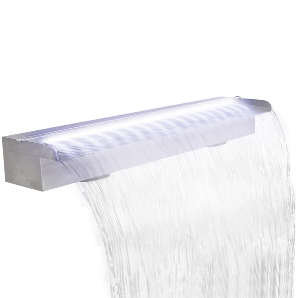 Rektangulær foss med lysdioder i rustfritt stål 90 cm