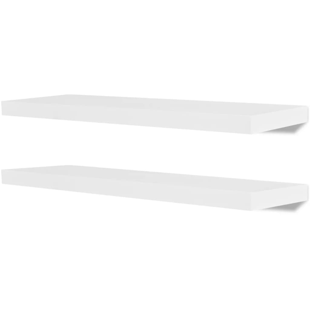 Flytende vegghyller 2 stk MDF bok/DVD-oppbevaring hvit vidaXL