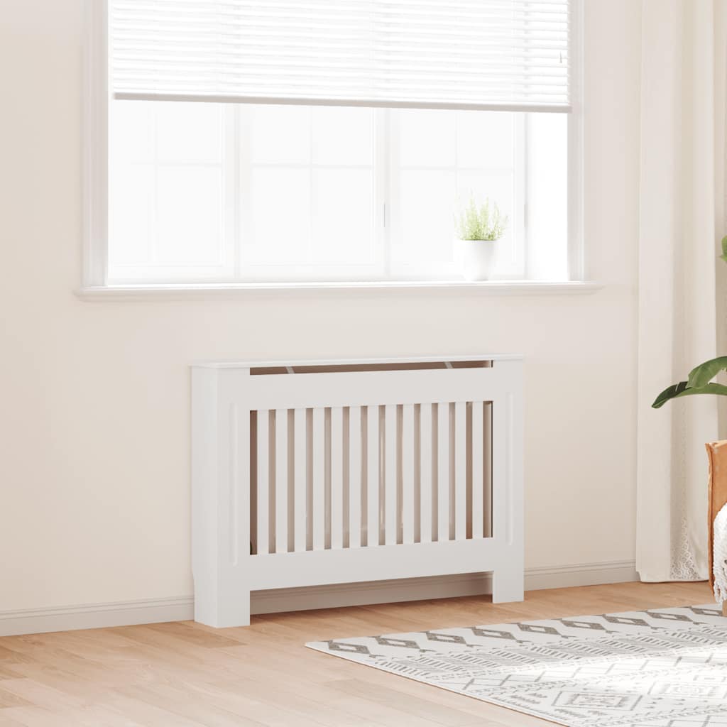 Hvit konstruert tre Radiator benk/bord varmekabinett 112 cm