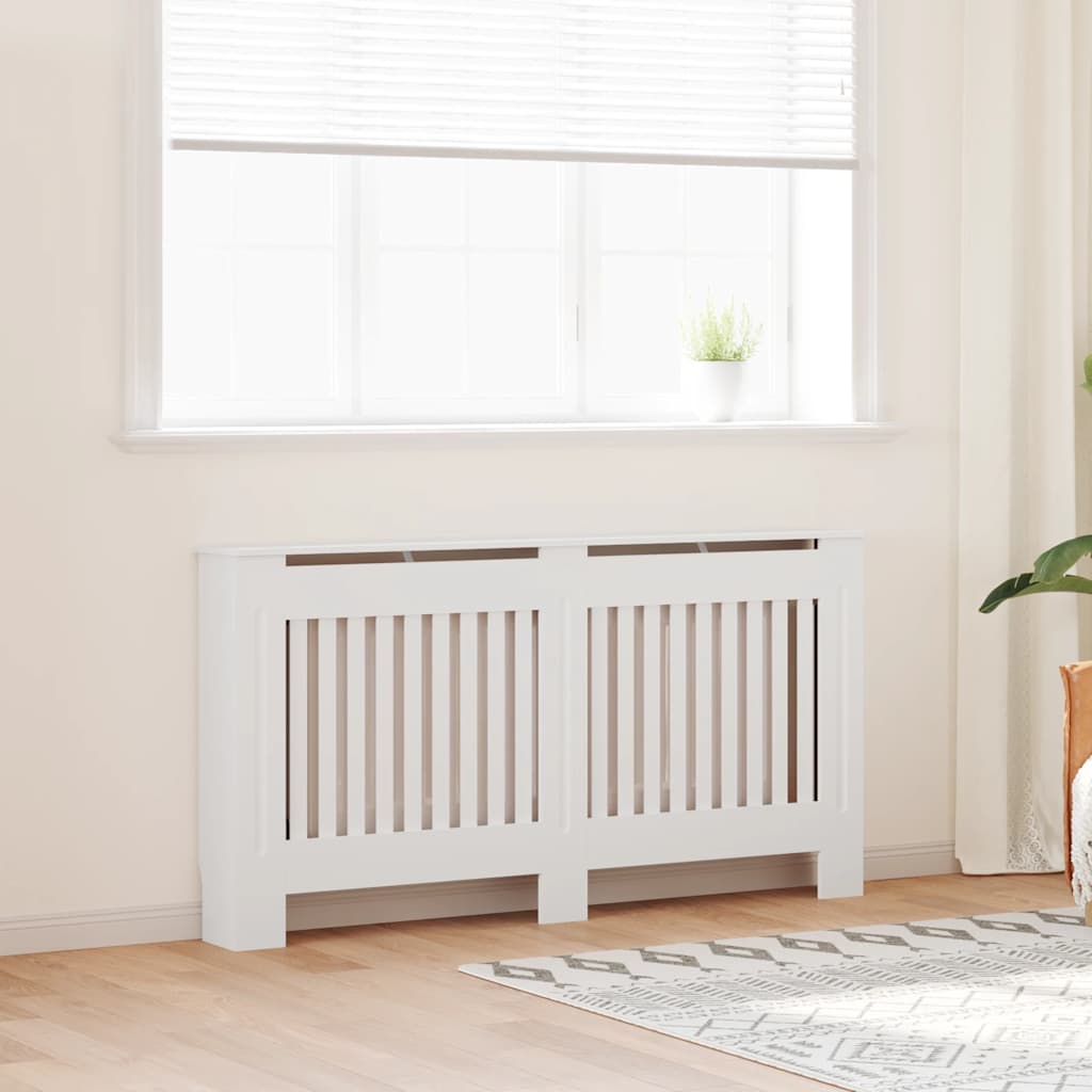 Hvit konstruert tre Radiator benk/bord varmekabinett 152 cm