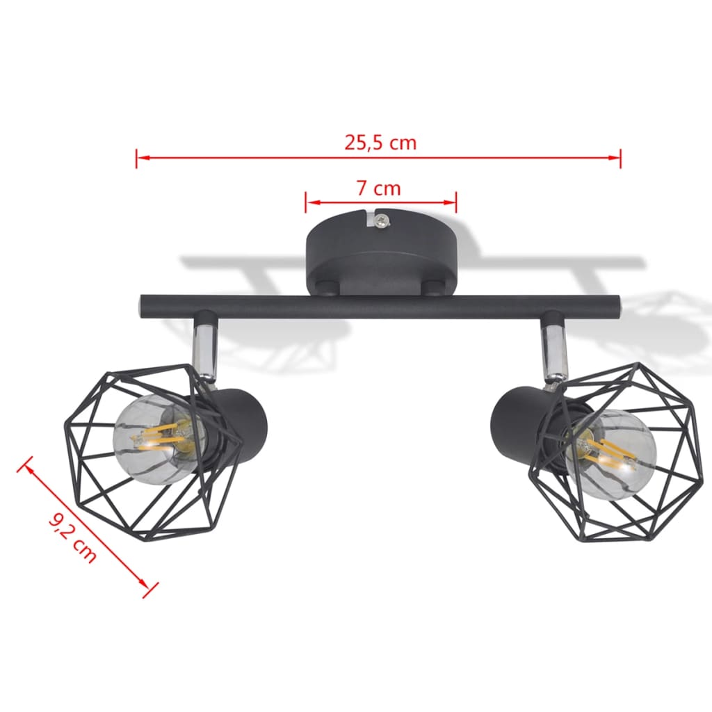 Spotlys industrielt design med 2 LED-glødelamper