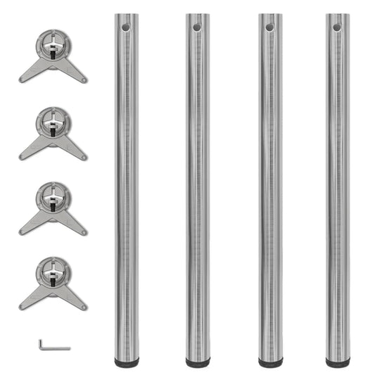 4 justerbare Bordben børstet nikkel 870 mm