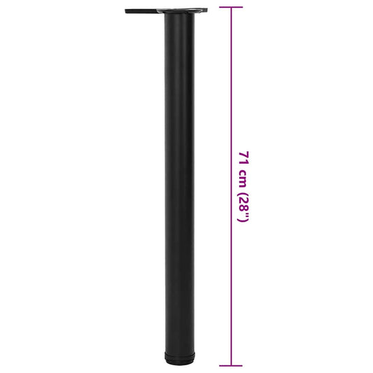 4 justerbare Bordben Sort 710 mm