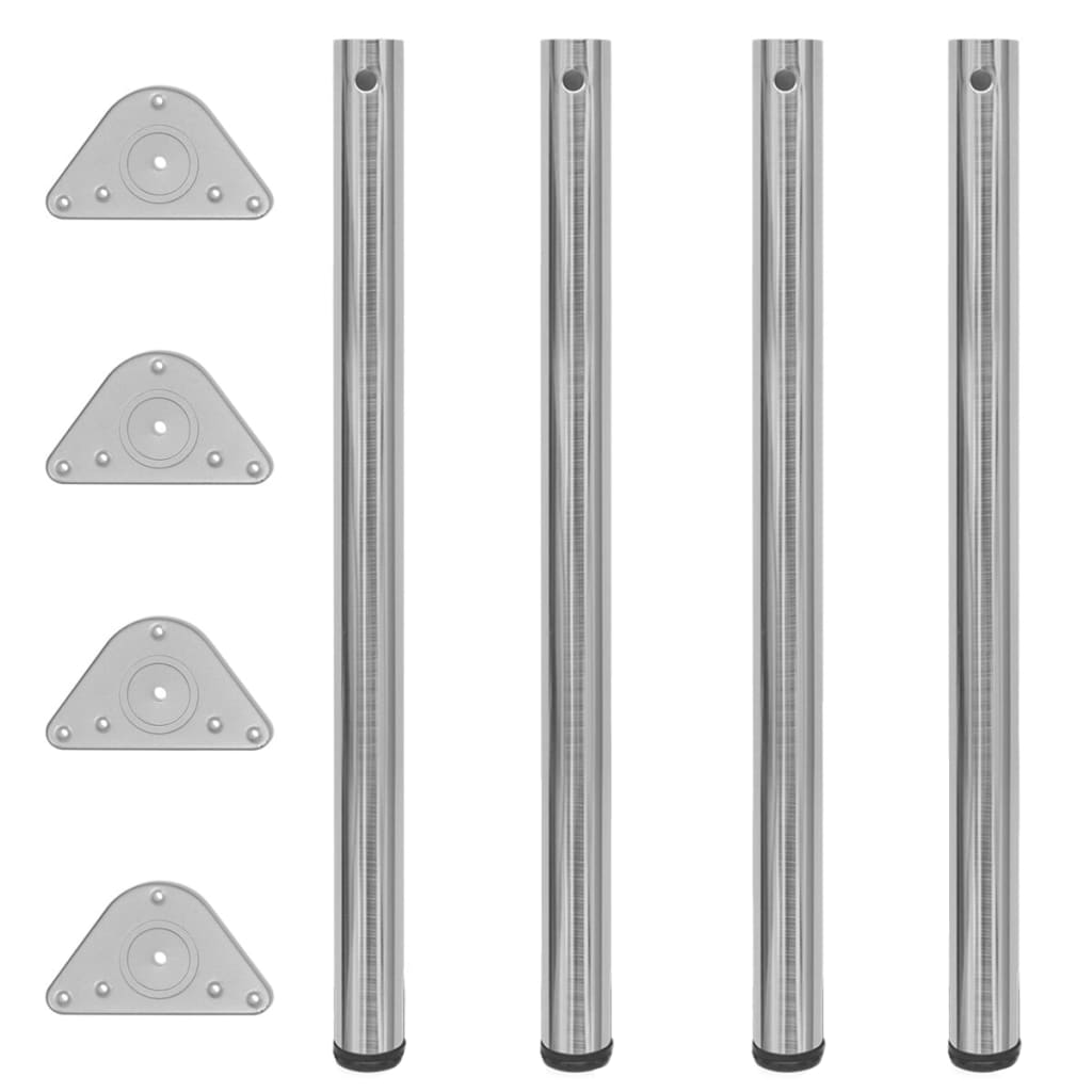 4 justerbare Bordben børstet nikkel 870 mm
