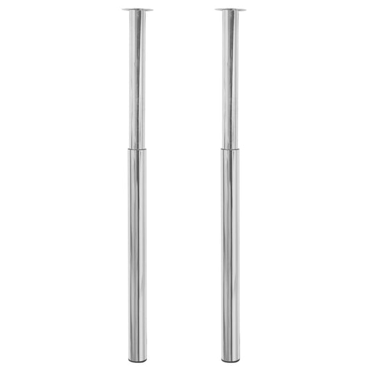 2 teleskopiske Bordben Krom 710 mm-1100 mm