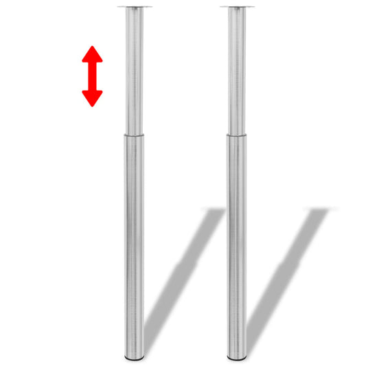 2 teleskopiske Bordben rustfritt stål 710 mm-1100 mm