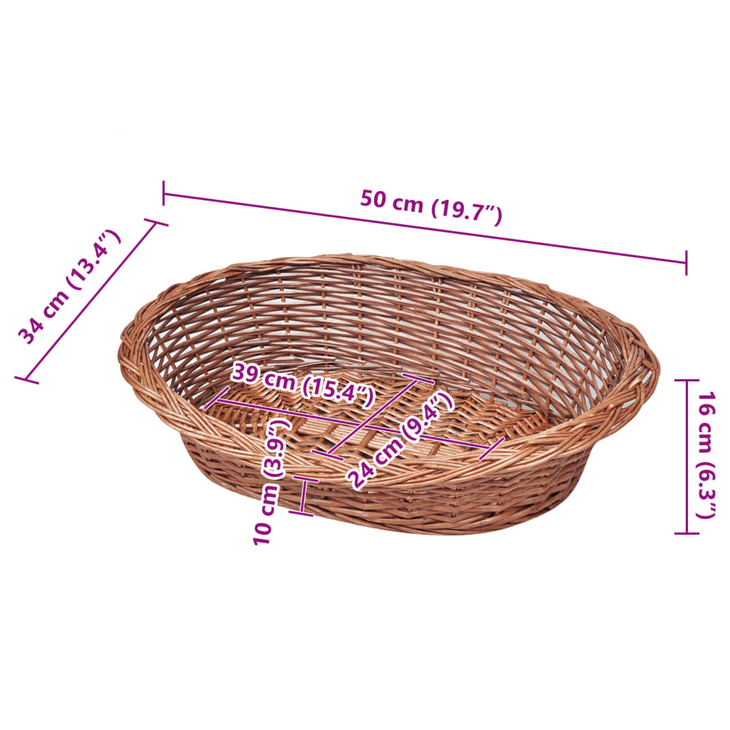 Hundekurv/kjæledyrsseng selje naturlig 50 cm vidaXL