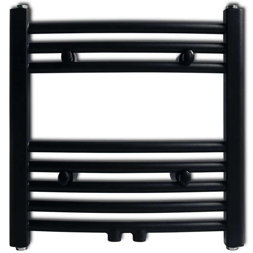 Radiator håndklestativ buet svart 480x480 mm
