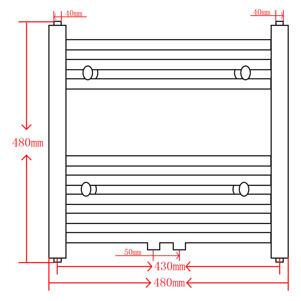 Radiator håndklestativ buet svart 480x480 mm