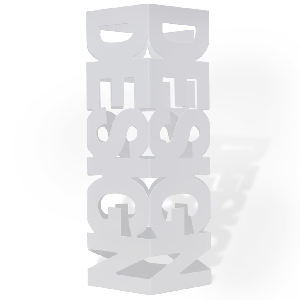 Hvit kvadratisk Paraplyholder Stokk i stål 48,5 cm