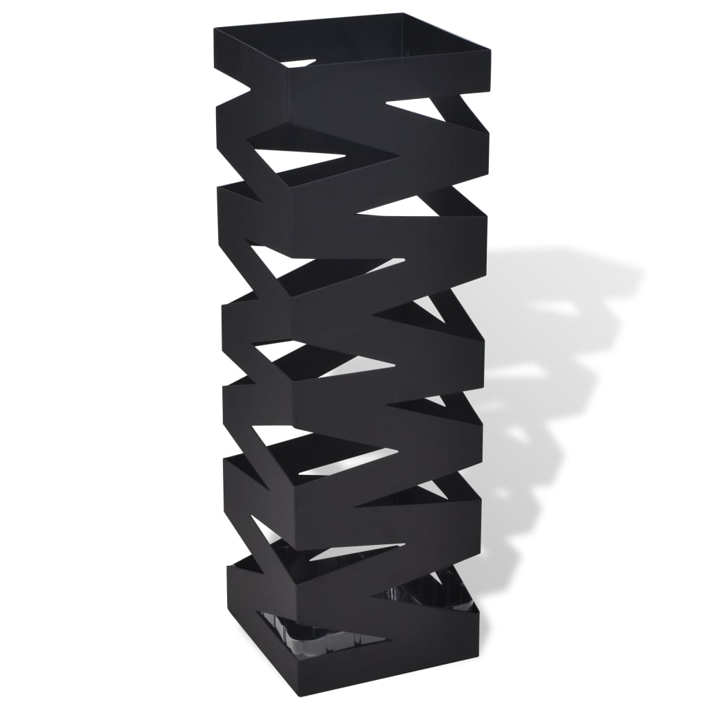 Sort kvadratisk Paraplyholder Stokk i stål 48,5 cm