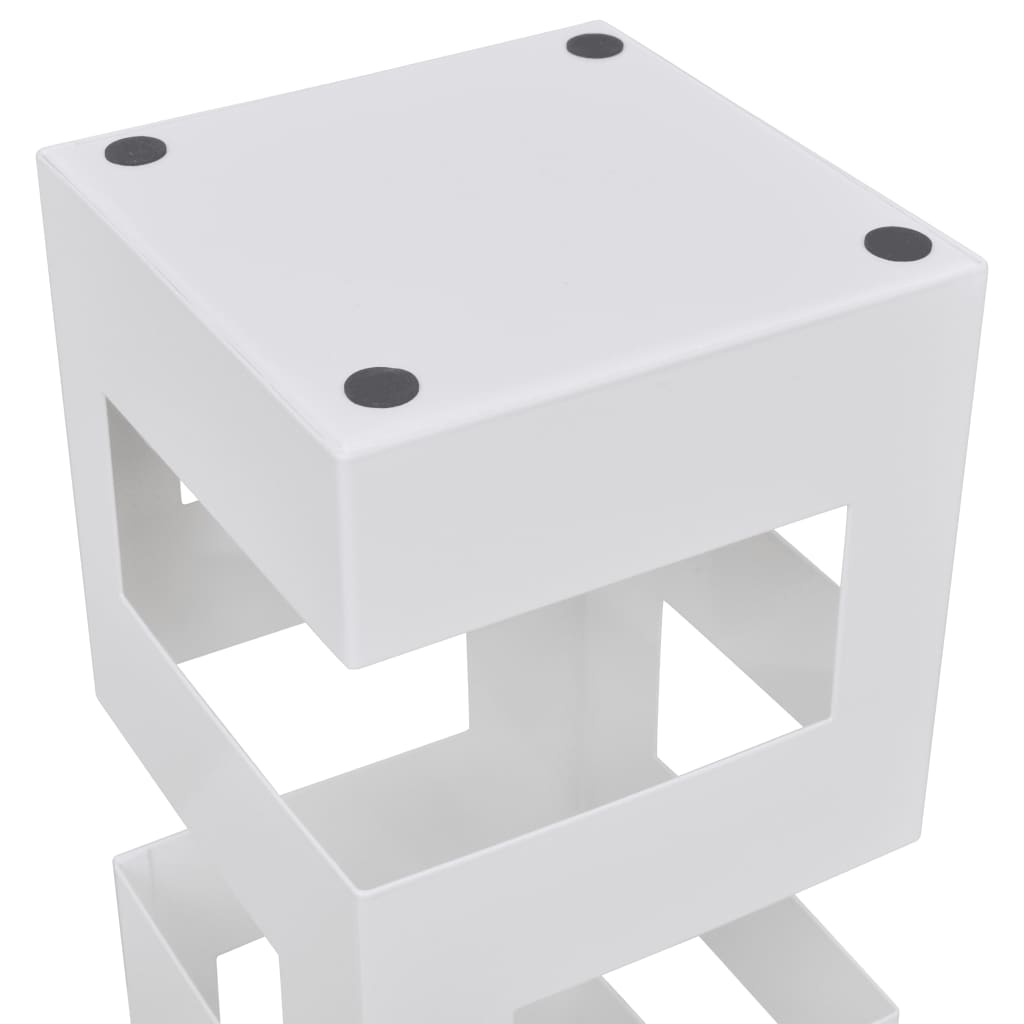 Hvit kvadratisk Paraplyholder Stokk i stål 48,5 cm
