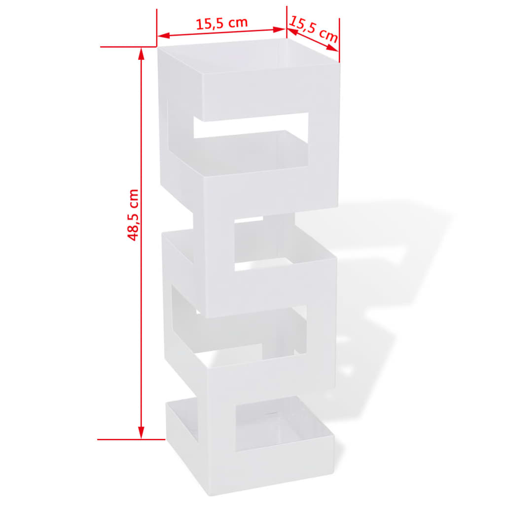 Hvit kvadratisk Paraplyholder Stokk i stål 48,5 cm