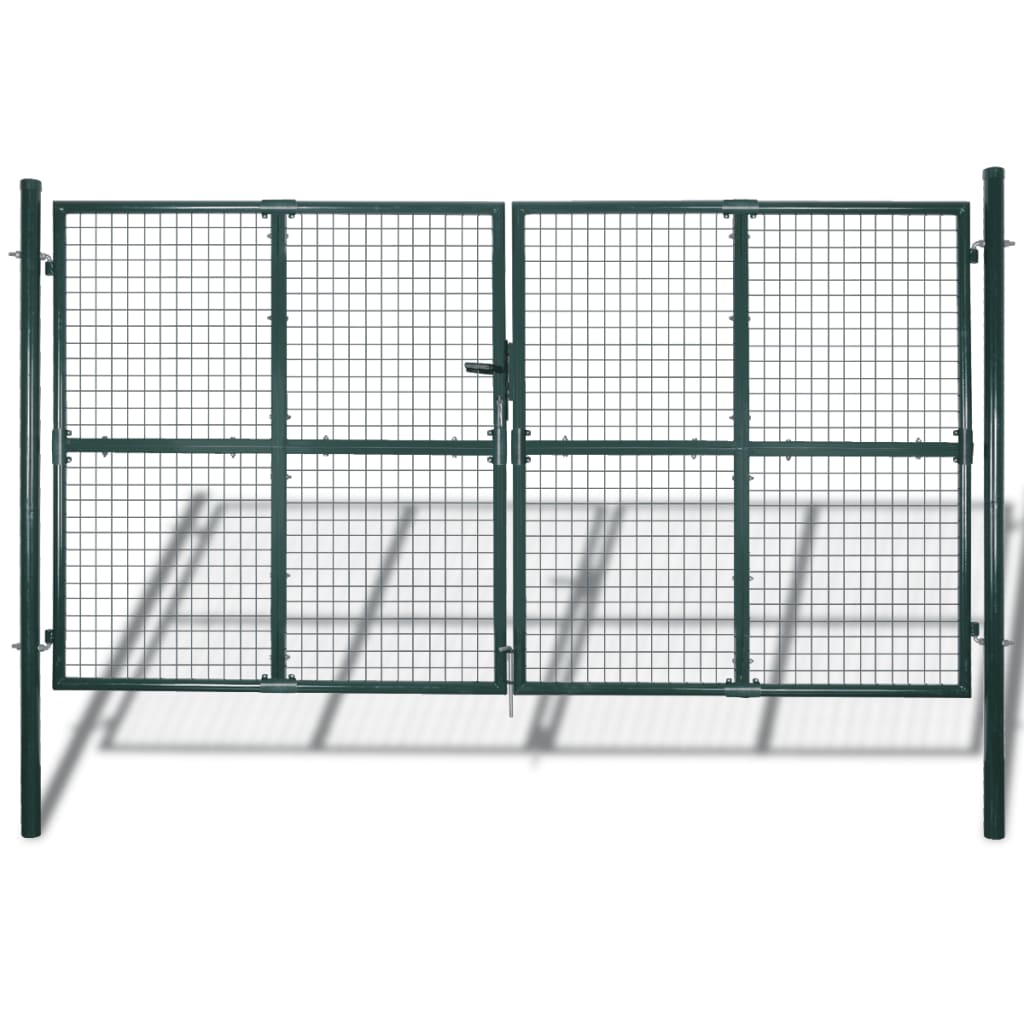 Dobbeldørsgjerdeport 300x150 cm pulverlakkert stål