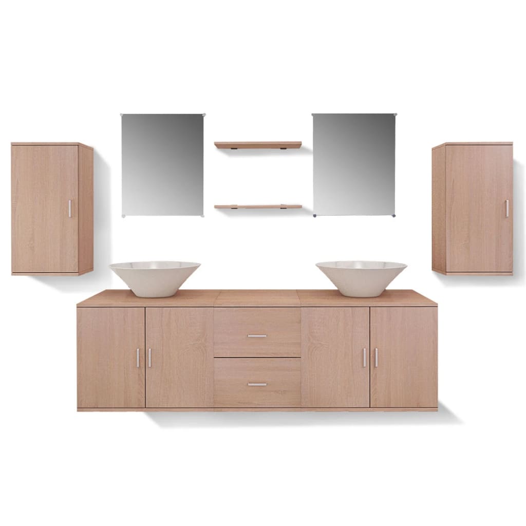 Servant og baderomsmøbler 9 deler beige