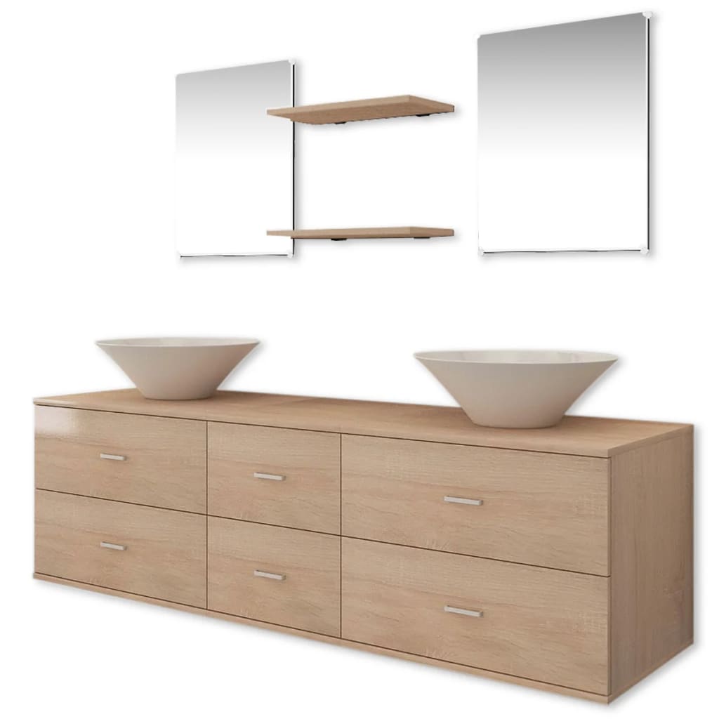 Servant og baderomsmøbler 7 deler beige