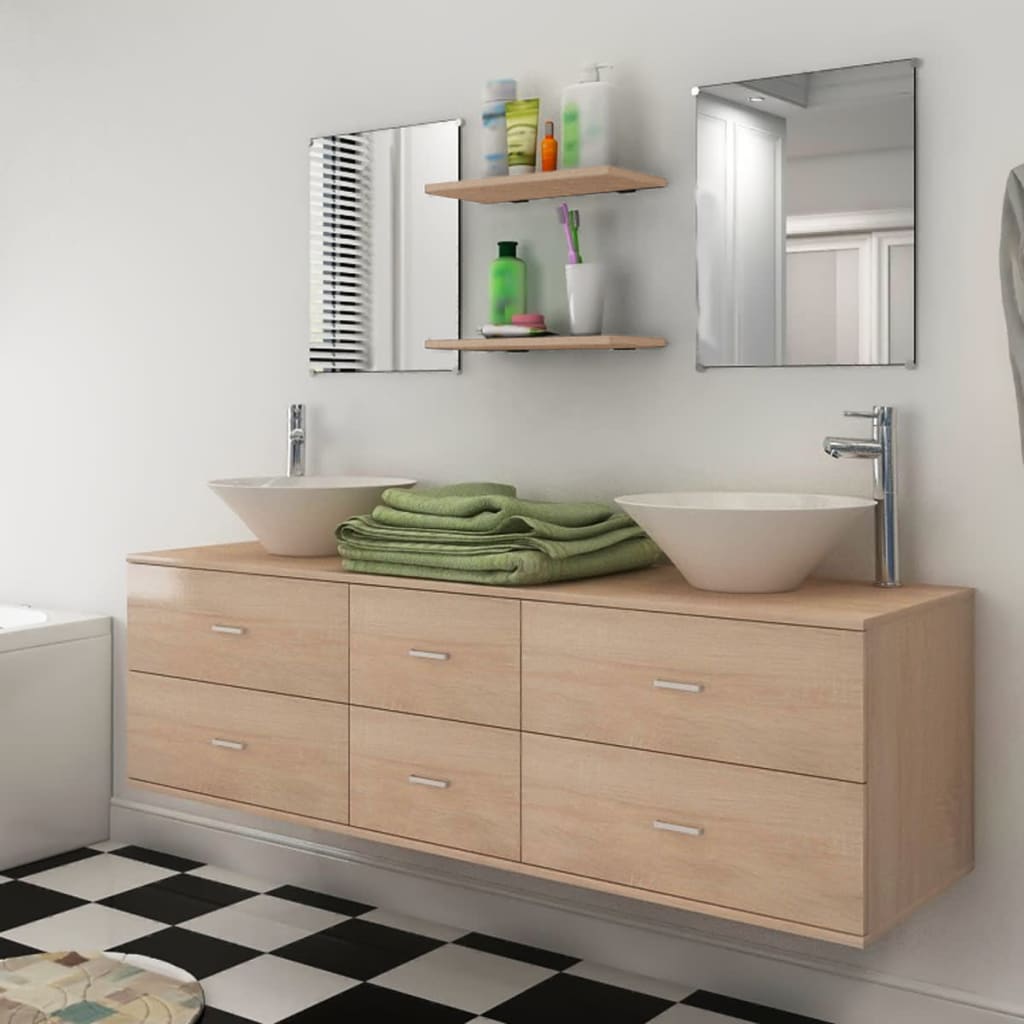 Servant og baderomsmøbler 7 deler beige