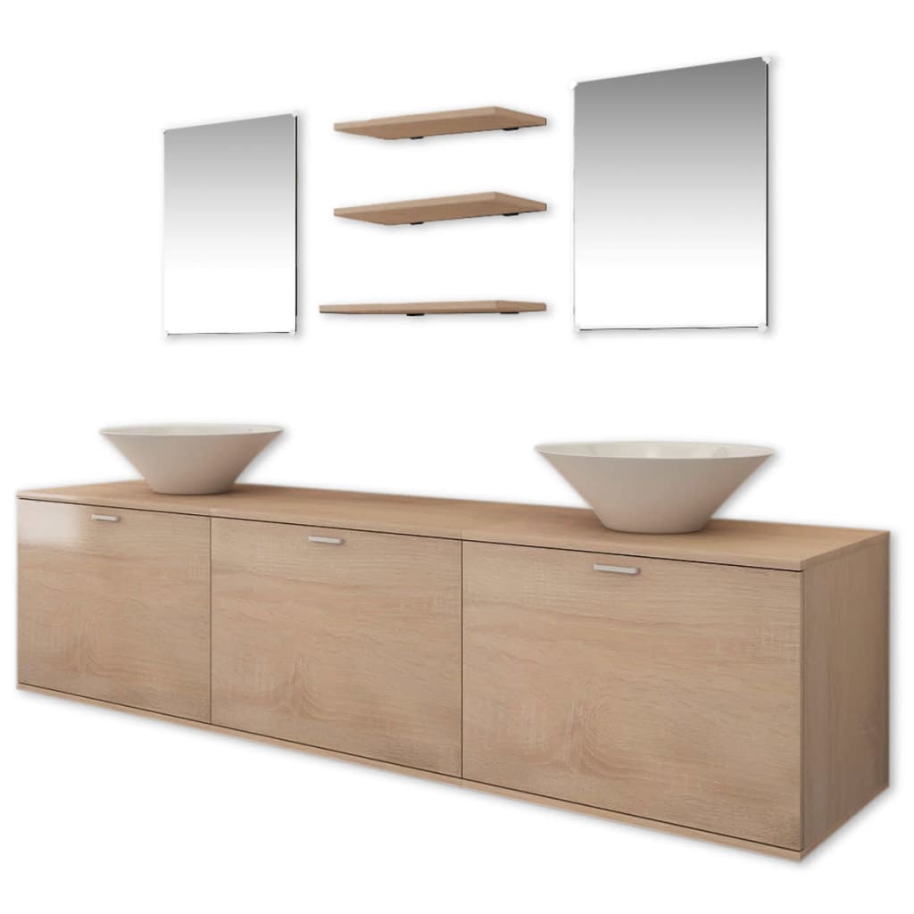 Servant og baderomsmøbler 8 deler beige