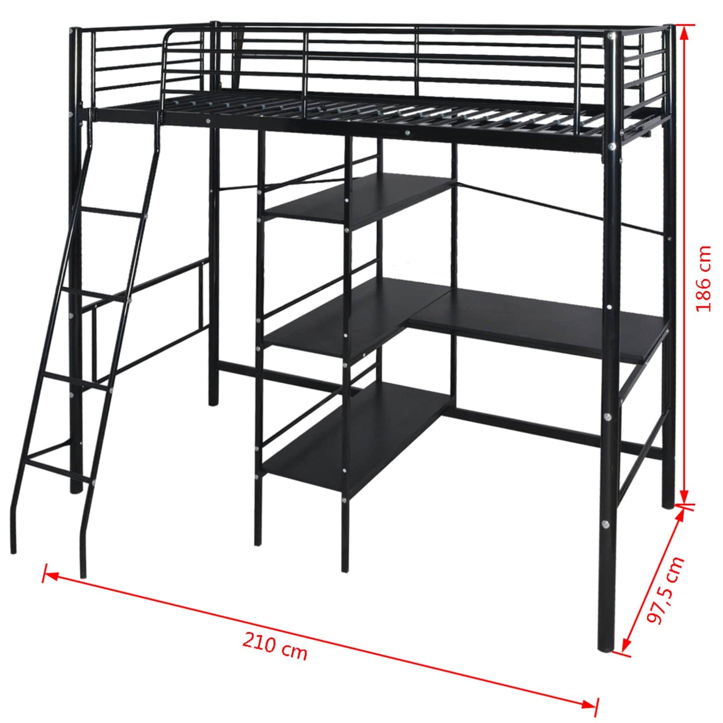 Seng med madrass Svart 200 x 90 cm Metall