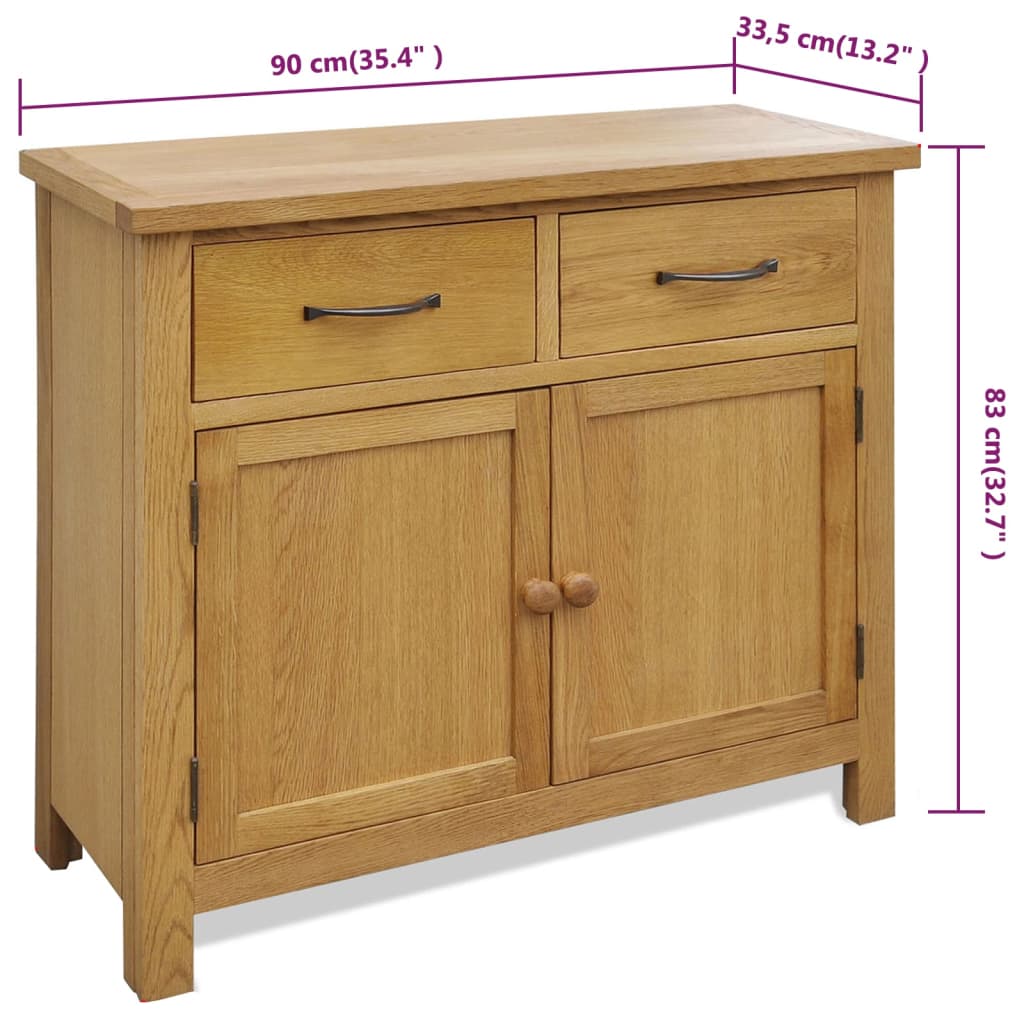 Skjenk 90x33,5x83 cm heltre eik vidaXL