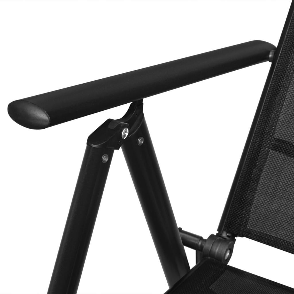Sammenleggbare hagestoler 2 stk aluminium og textilene svart