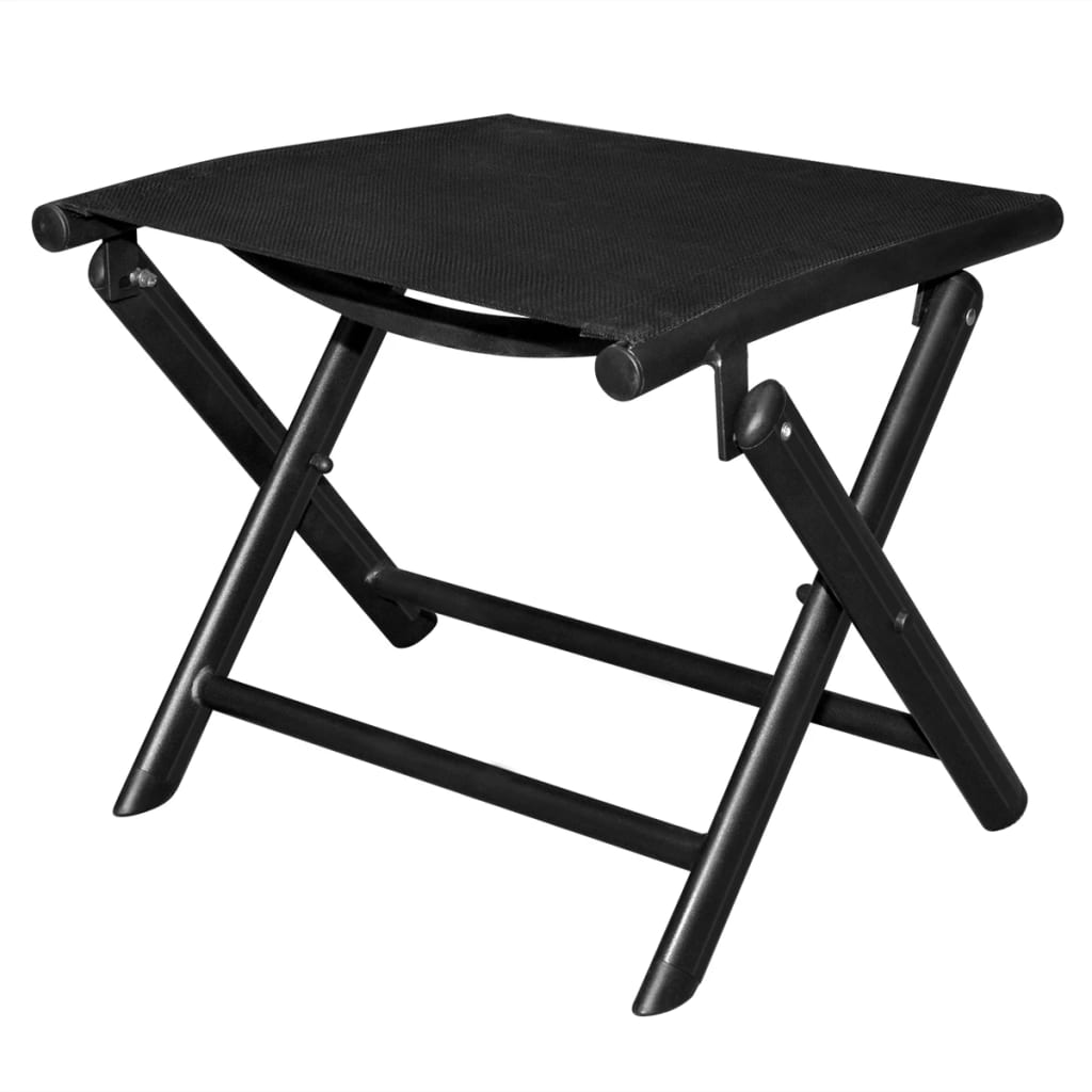 Sammenleggbar fotskammel svart aluminium og textilene