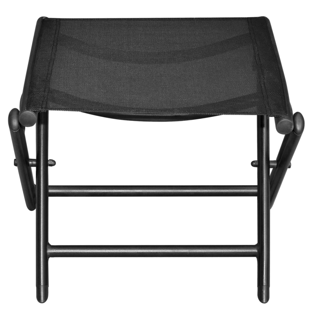 Sammenleggbar fotskammel svart aluminium og textilene