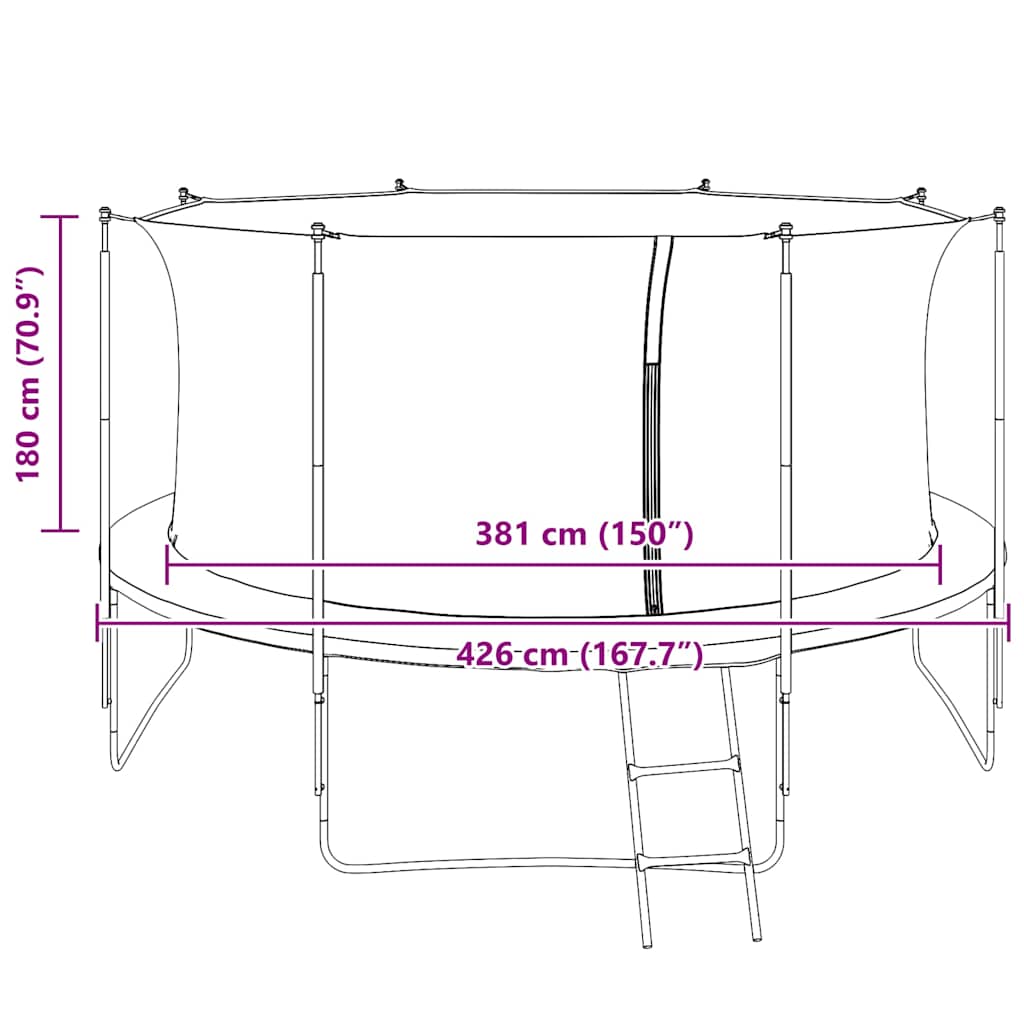 Sikkerhetsnett for 4,26 m rund trampoline