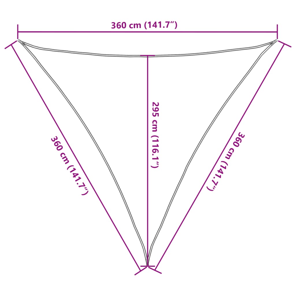 42290 vidaXL Solseil Seil HDPE Trekant 3,6x3,6x3,6 m Krem vidaXL