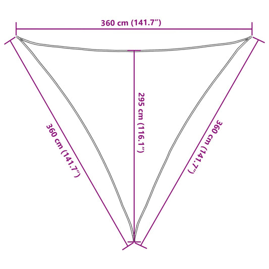 42290 vidaXL Solseil Seil HDPE Trekant 3,6x3,6x3,6 m Krem vidaXL