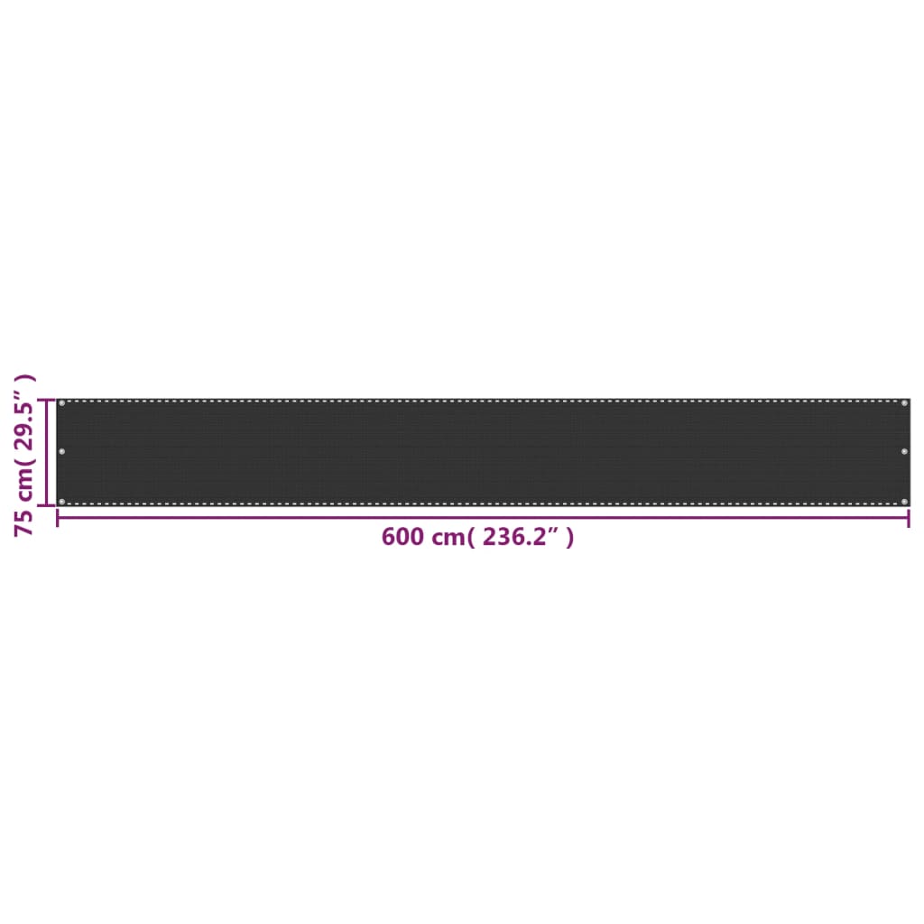 Balkongskjerm HDPE 75x600 cm Antrasitt
