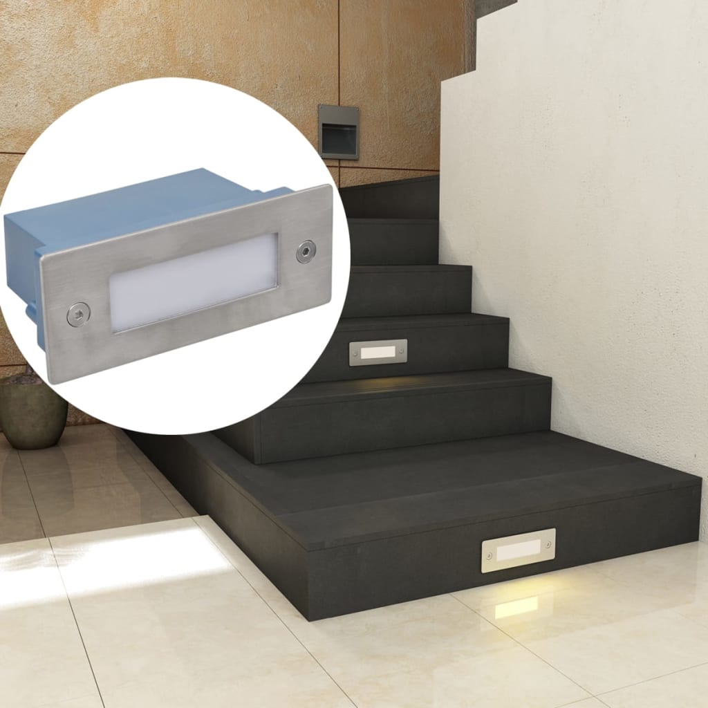 Innfelte LED-trappelys 6 stk 44x111x56 mm