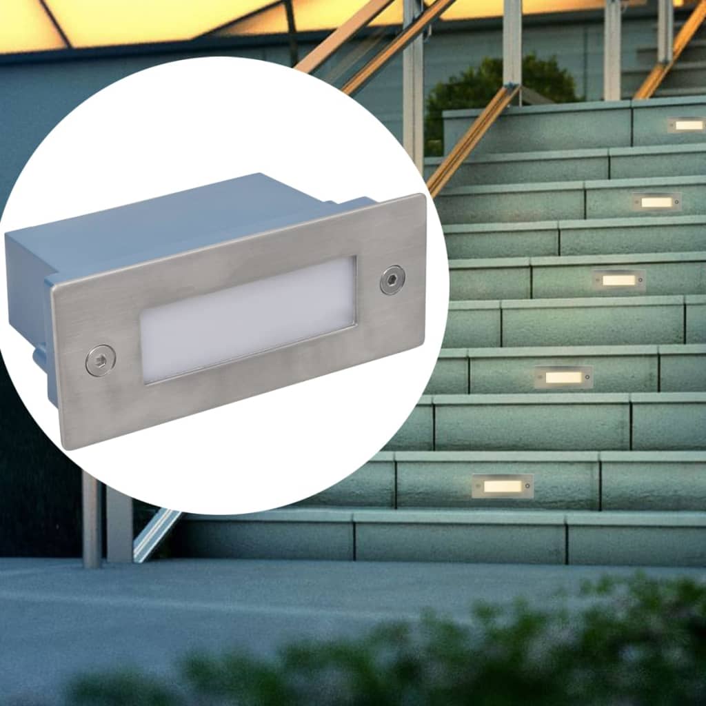 Innfelte LED-trappelys 6 stk 44x111x56 mm