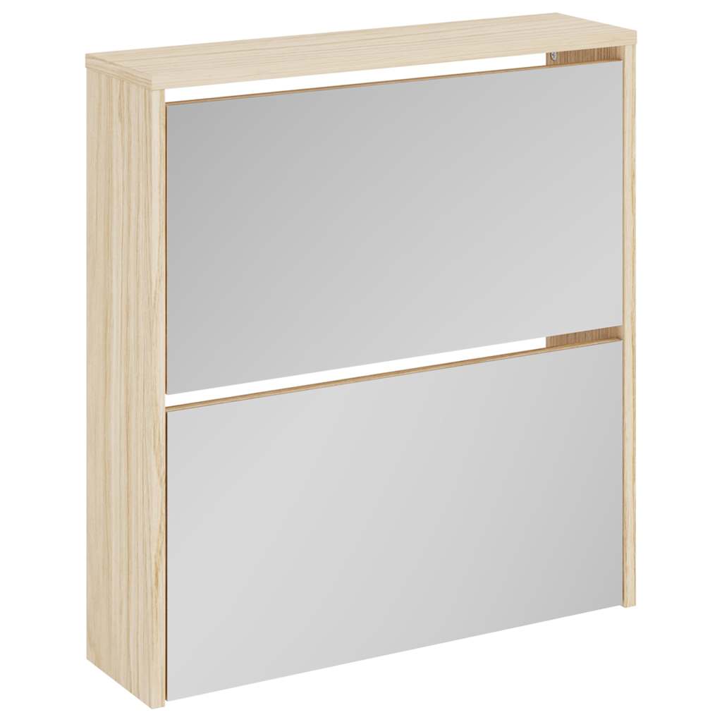 Skoskap 2 høyder speil eik 63x17x67 cm