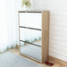 Skoskap 3 høyder speil eik 63x17x102,5 cm
