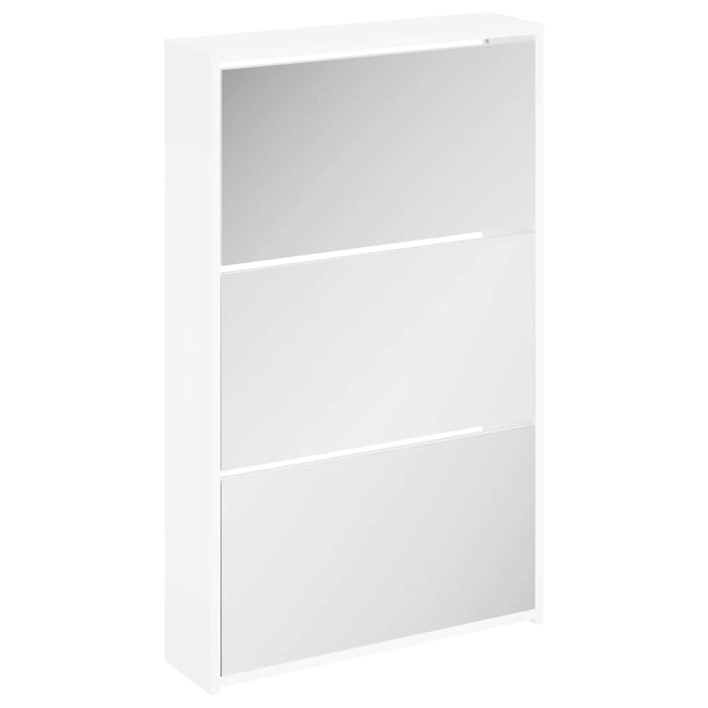 Skoskap 3 høyder speil hvit 63x17x102,5 cm