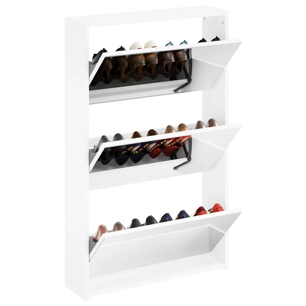 Skoskap 3 høyder speil hvit 63x17x102,5 cm