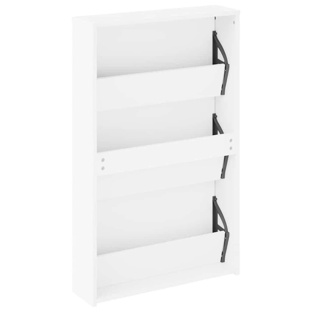 Skoskap 3 høyder speil hvit 63x17x102,5 cm