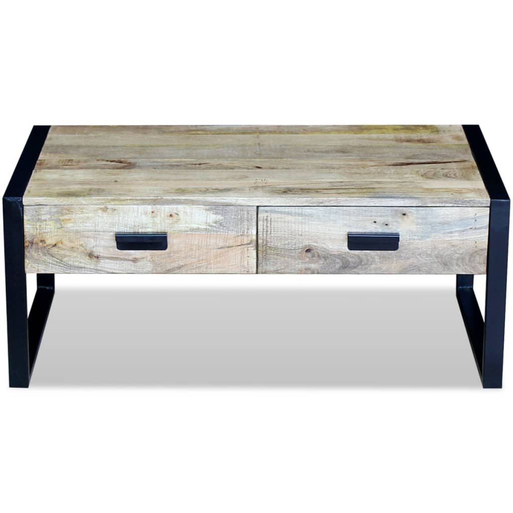 Kaffebord med 2 Skuffer Solid Mangotre 100x60x40 cm vidaXL
