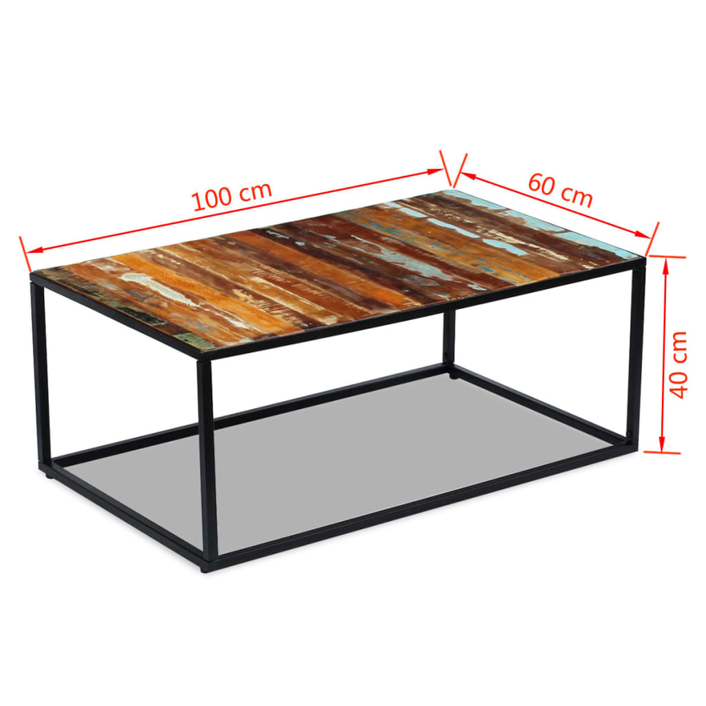 Salongbord gjenvunnet heltre 100x60x40 cm vidaXL