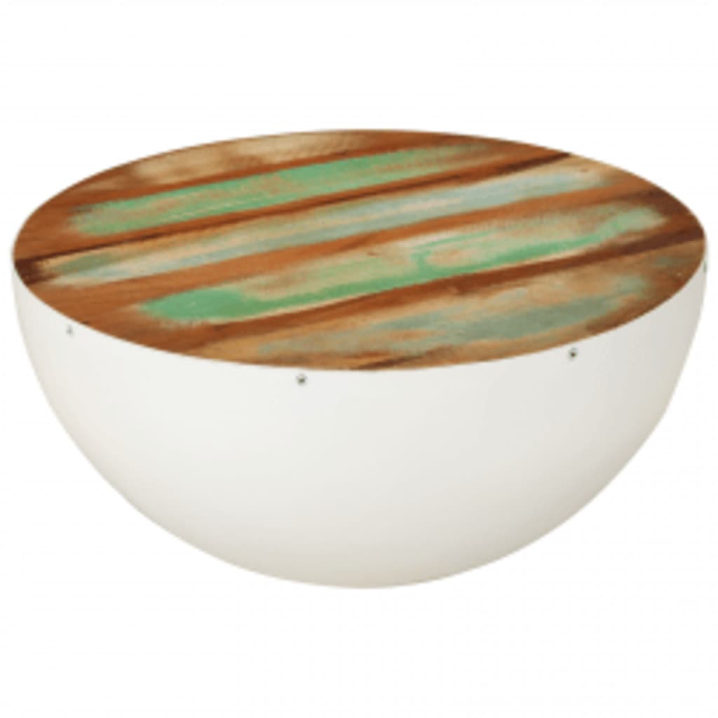 Bolleformet salongbord gjenvunnet heltre 60x60x30 cm
