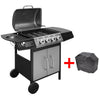Gassgrill 4+1 kokesone svart og sølv