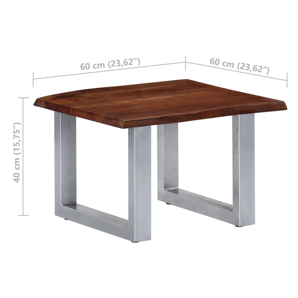 Sofabord med livlige kanter 60x60x40 cm heltre akasie
