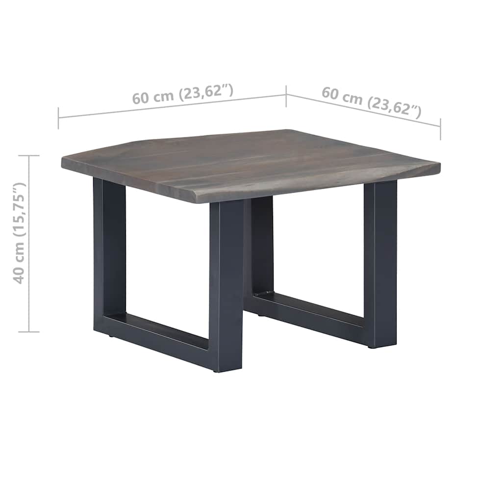 Sofabord med livlige kanter grå 60x60x40 cm heltre akasie