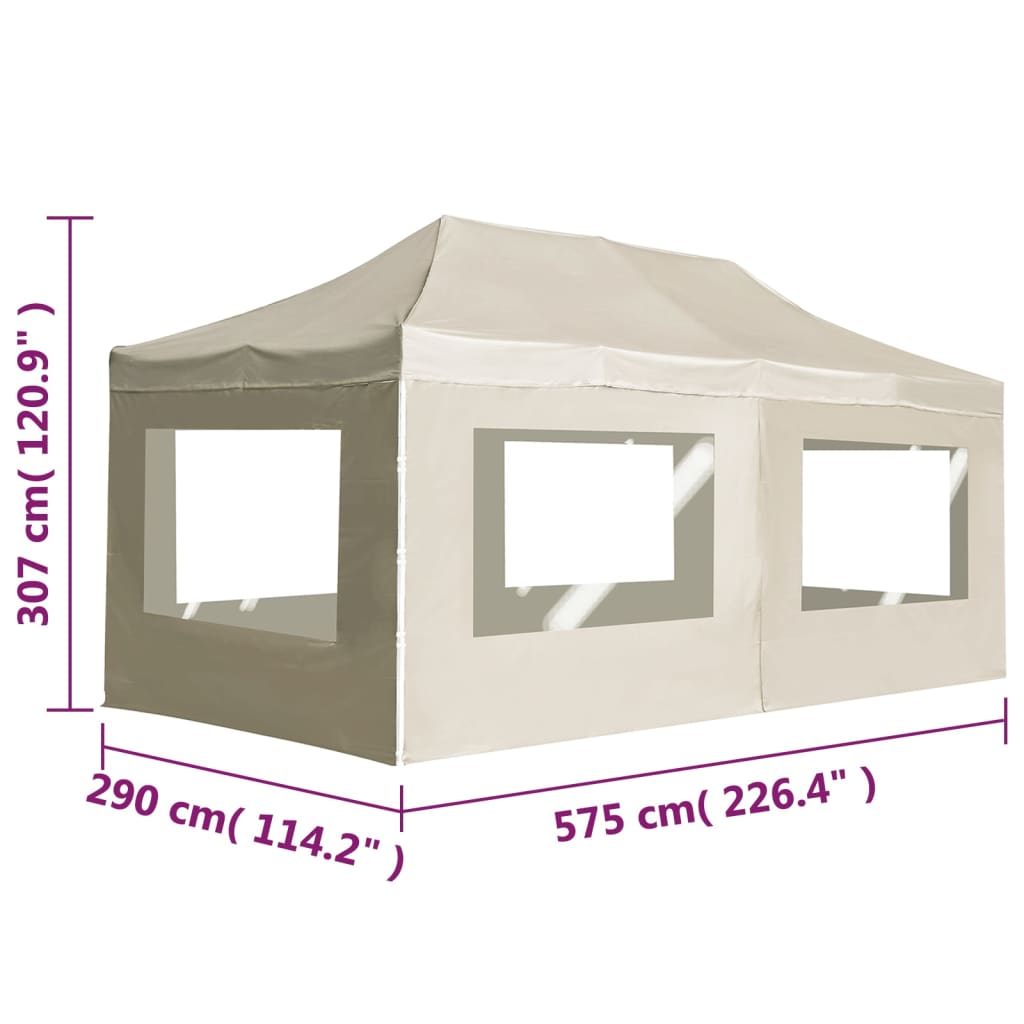 Profesjonelt foldbart festtelt med vegger aluminium 6x3 m krem